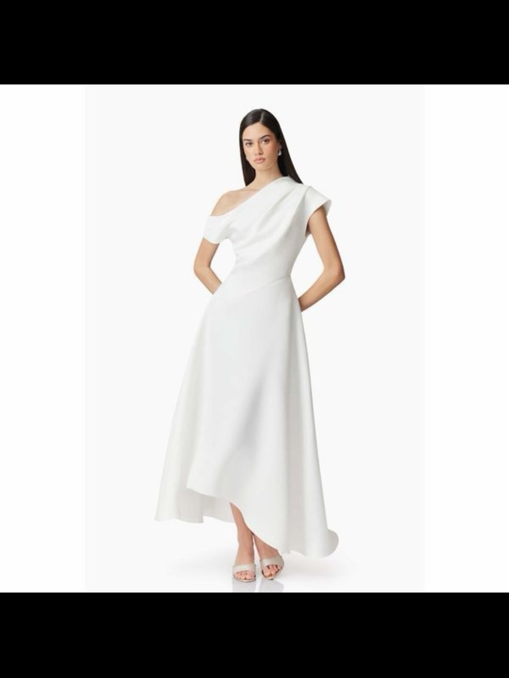 Elliatt Off-Shoulder White Asymmetric Gown